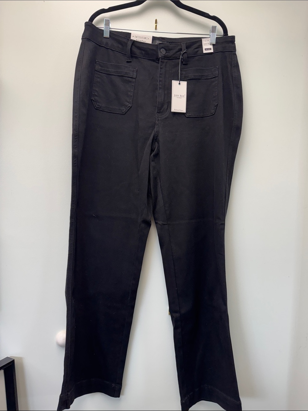 Judy Blue High Waist Wide Leg Patch Pocket Pants Black 18W